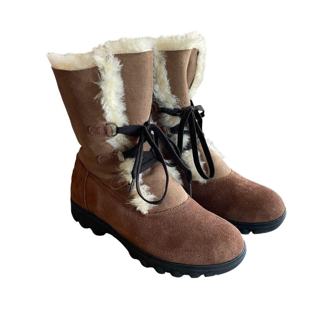 CLOUD NINE Sheepskin Rosalita Size 10 Brown Suede NEW Pull-On Fold-Over Boots